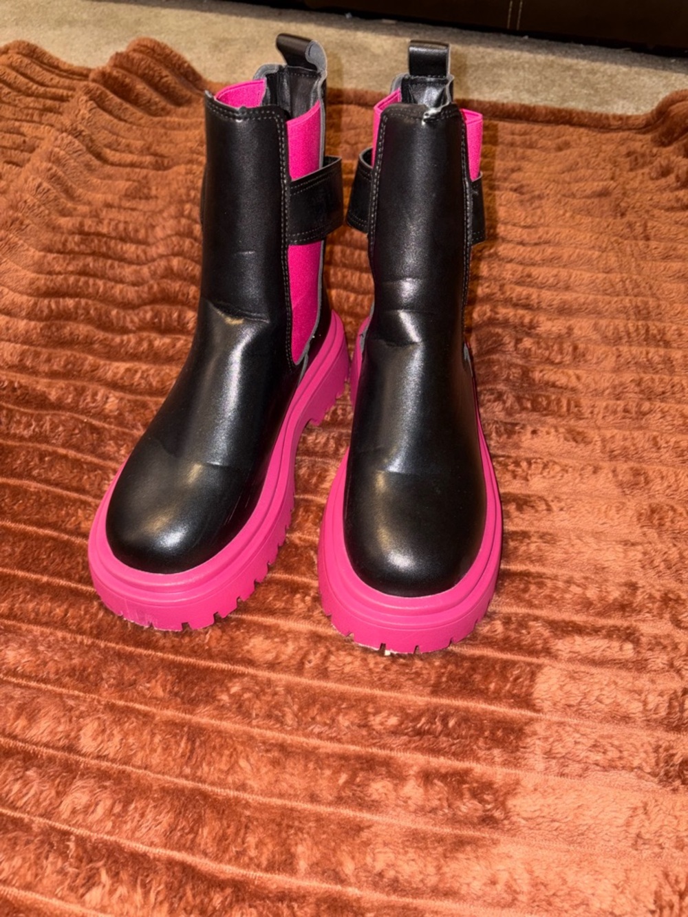 Black Boots with Hot Pink Platform Soles